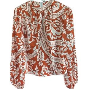 EUC Joie Floral Blouse Chestnut Cream Size Large